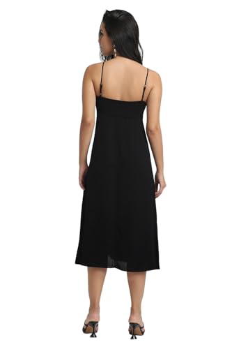 Forever 21 Women's Polyester Modern Knee-Length Dress (FWA24CDRF010702_Black