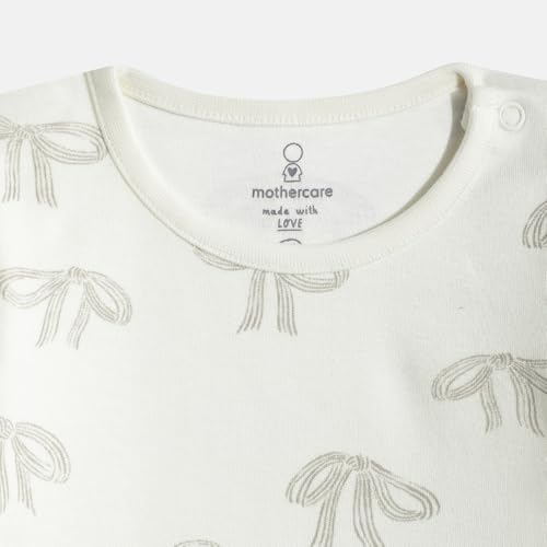 Mothercare Girls Printed Full Sleeves 4-Piece Top and Pyjama Set - Ivory
