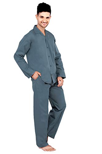 TATWAM Men's Cotton Plain/Solid Top and Pyjama Set Pack of 1 (NS2533F_4XL_D.GREY_Dark Grey_XXXX-Large)