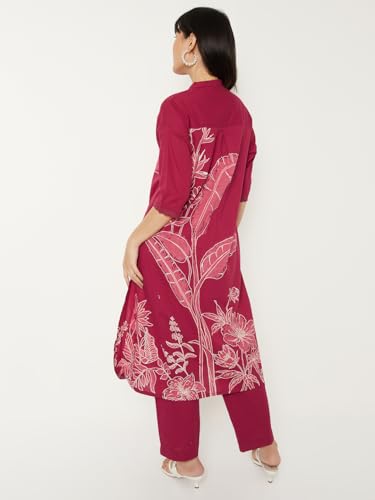 Max Women Printed Straight Kurta Set (Red_XXL)