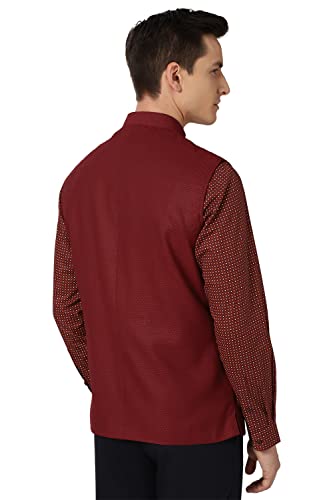 Peter England Men's Solid A-Line Coat (PINJOTLFQ58411_Maroon_M)