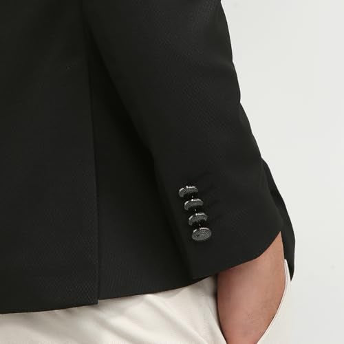 Raymond Men Regular Fit Solid Pattern Poly Viscose Blend Stand Collar Full Sleeve Ceremonial Jacket (Size: 38)-RIJI00130 Black