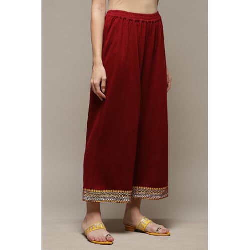 Rangriti Women's Regular Pants (RMMWINTERW18264AW22MRN_Red
