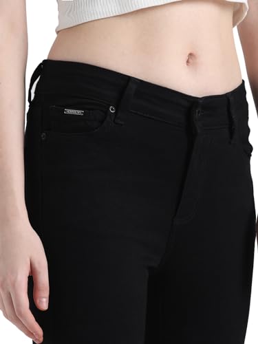ONLY Women Solid Cotton Skinny Fit Mid Rise Black Jeans