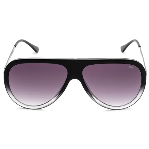 FILA sunglasses| 100% UV protected | Gradient | Full Rim | Pilot | Men | Large | Shiny Gun-Black-Crystal Grey Acetate Frame | Smoke Gradient Lens