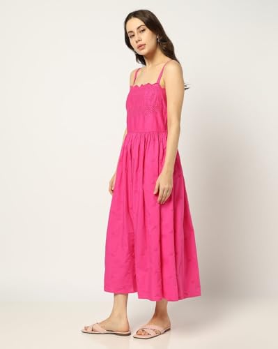 GAP Women's Pure Cotton A-Line Ankle Length Casual Dress (442711439_Pink