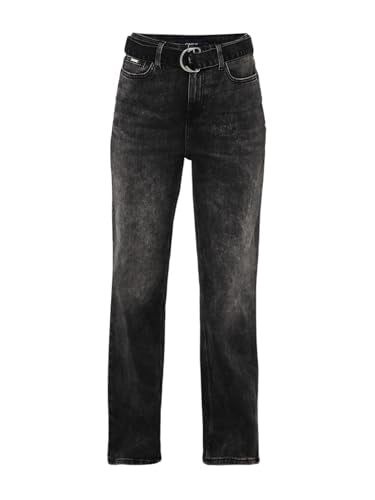 ONLY Women's Solid Straight Fit Mid-Rise Black Jeans with Belt