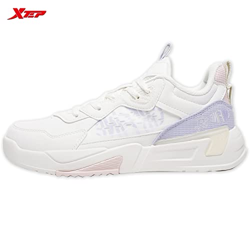 XTEP Women's White Blue Pink Synthetic Leather Multi Colour Skateboarding Shoes (2 UK)