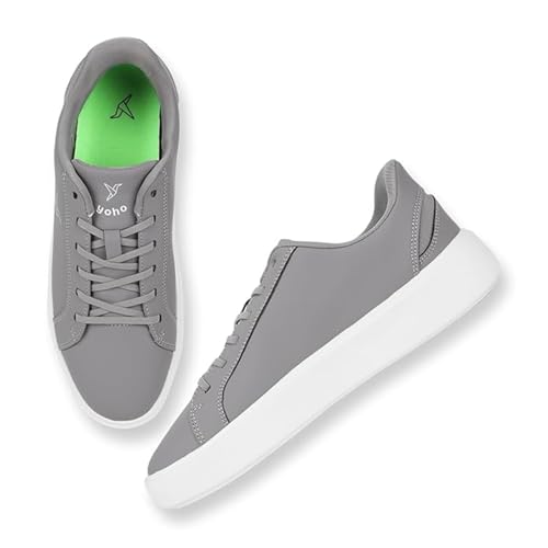 YOHO Blinc Hands Free Sneakers for Men | Truly Slip ons | Quick wear Elastic Laces, Dove Grey - UK 8