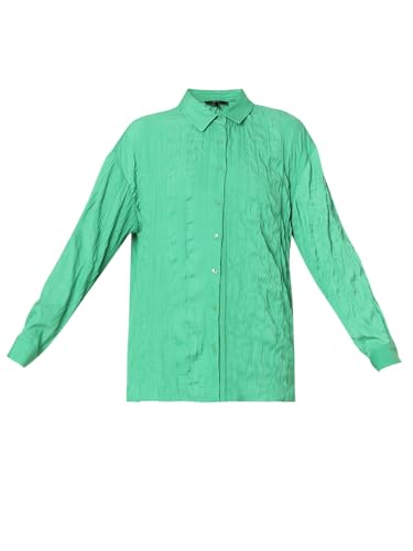 VERO MODA Women Solid Green Polyester Relaxed Fit Shirt
