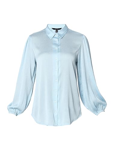 VERO MODA Women Solid Polyester Regular Fit Blue Shirt