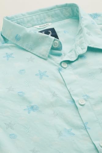 Boys Light Blue Print Casual Shirt