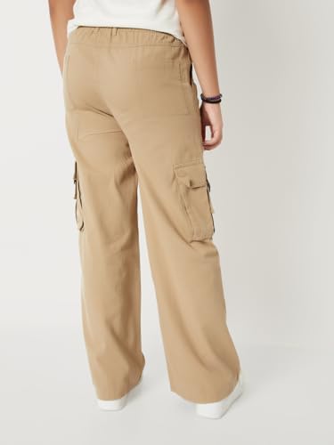 Max Girls Relaxed Fit Cargo Trousers (Brown_14-16 Y)