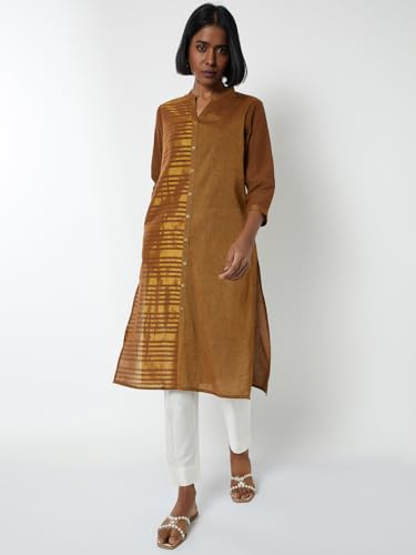 Max Women Metallic Print Straight Kurta (Brown_XXL)