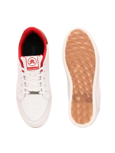 OFF LIMITS Men Skyline Casual Sneakers,Off White/RED,7 UK
