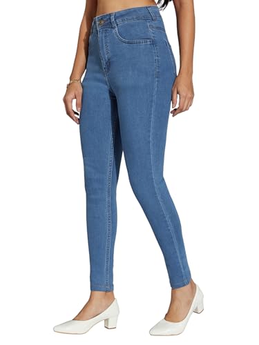 Miss Chase Women's Skinny High-Rise Cropped Denim Jeans (MCAW25DEN62-51-WXE-36, Huckleberry Blue, 36)