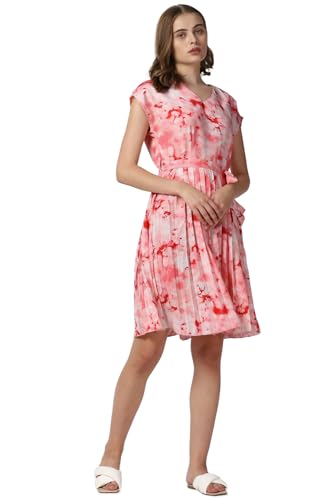 Van Heusen Women's Polyester Modern Knee-Length Dress (VWDRURGFW15070_Pink