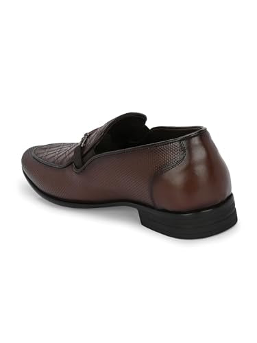 HITZ Men's Brown Leather Slip-On Shoes - UK 6