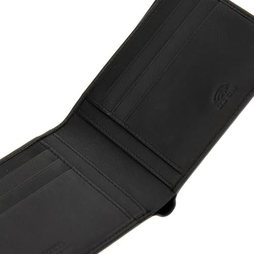GUESS Black Solid Leather Firenze Flat Bi-Fold Wallet