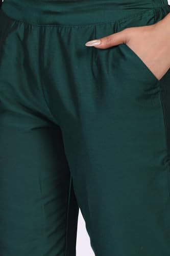 W for Woman Green Cropped Rayon Straight Pant - (W63325-224096-L)