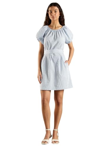 Tommy Hilfiger Cotton Round Neck Shift Dress Blue