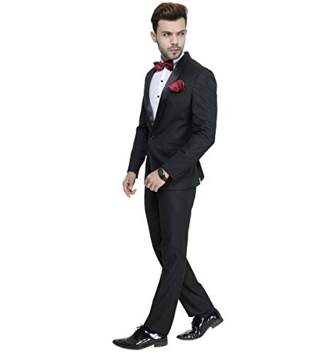 MANQ Men's Slim Fit Tuxedo Suit (ST-101-38_Black_38)