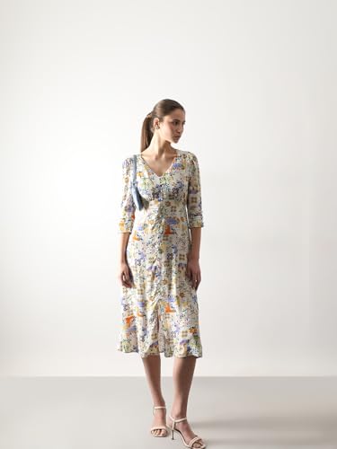 VERO MODA Women's Fit and Flare Multicolor Dress