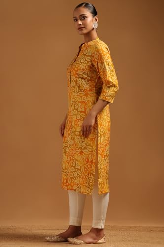 Soch Womens Mustard Desert Storm Botanical Kurta