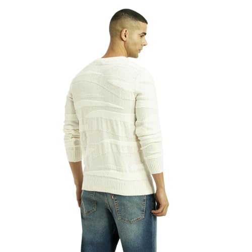 Levi's Men's Textured Off-White Crew Neck Sweater