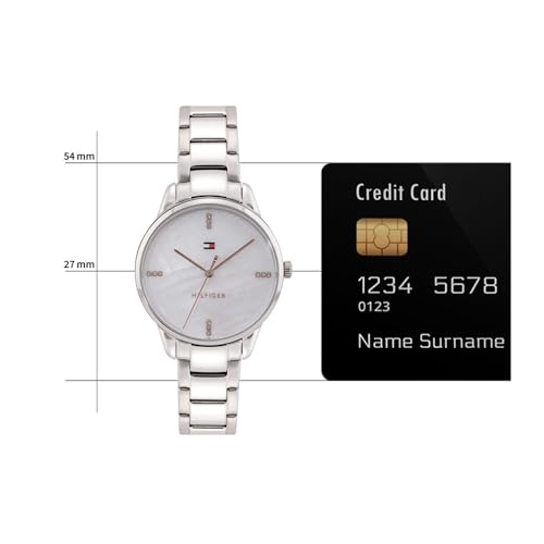 Tommy Hilfiger Quartz White Dial Grey Stainless Steel Strap Analog Watch for Women