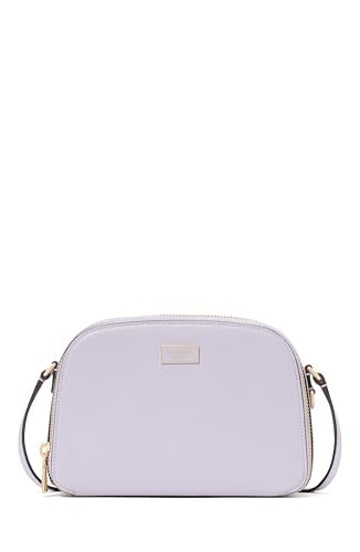kate spade new york Serena Pebbled Leather Double Zip Dome Crossbody, Lavender Cream, One Size