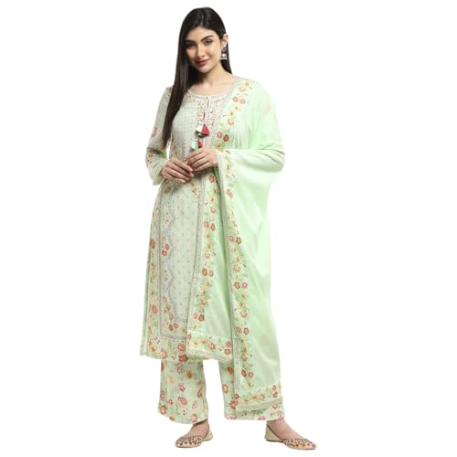 BIBA Women Pista Green Modal Blend Straight Kurta Set_36