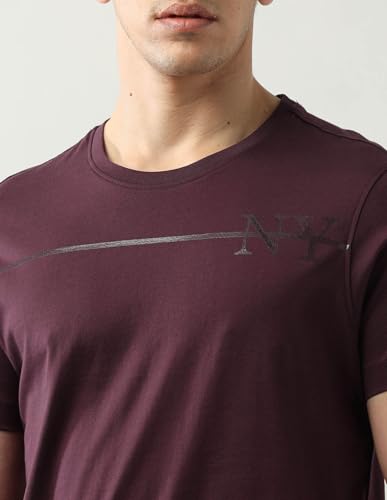 Arrow New York Men's Regular Fit T-Shirt (ANAJTS3123_Purple
