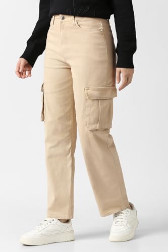 Women Beige Dark Wash Jeans