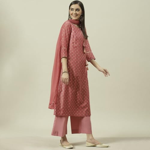 BIBA Women's Cotton Suit Set (SKDSKD6785EAW21DSKYPNK_Dusky Pink