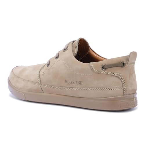 Woodland Men's Khaki Leather Casual Shoes - 9 UK/India (43 EU)