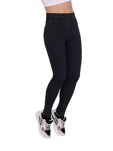 Dolce Crudo Women's Skinny Fit High Rise Regular Length Stretchable Denim Jeans (DOSS21DEN99-37-704-28, Vanta Black, 28)