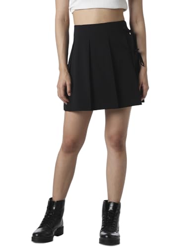 ONLY Women's Solid Flared High-Rise Black Skorts