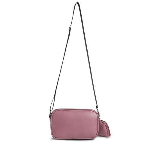 Caprese Jena Medium Sling Bag for Women with Adjustable Strap & Detachable Pouch for Comfortable Wear | Zipper Closure | Versatile Handbag for Everyday Use, Travel, and Special Occasions (Dark Pink)