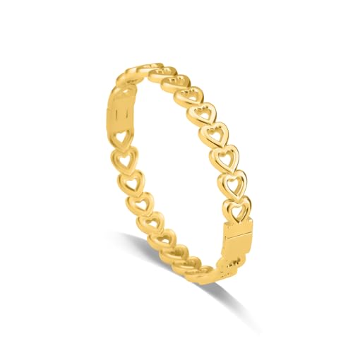 PALMONAS Gold Heart Bangle Bracelet for Women - Gift for Women & Girls, Women's Jewellery | Waterproof & Anti-Tarnish Bracelets