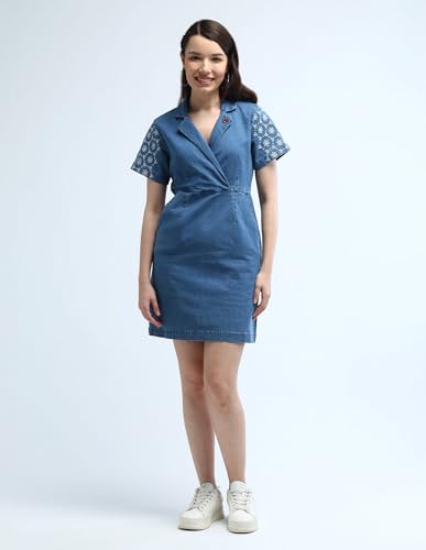 U.S. POLO ASSN. Embroidered Chambray Washed Dress (UWAW24DRS140_Blue_L)