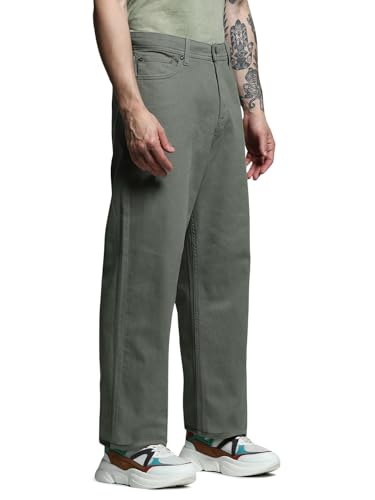 Jack & Jones Men's Mid Rise Regular Fit Green Pants