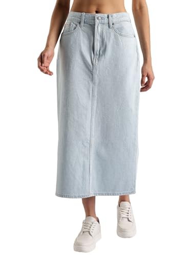 Calvin Klein Jeans Cotton Western Skirt Bleached Indigo