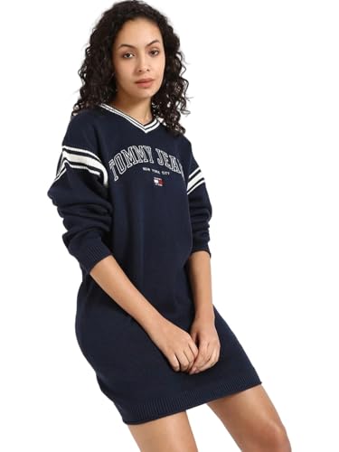Cotton V-Neck Sweater Dress