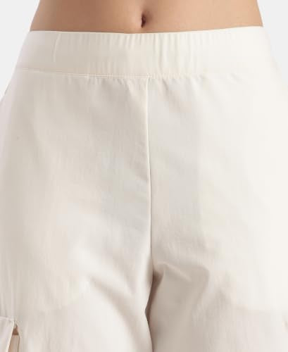 Jockey WZ30 Women Microfiber Fabric Oversized Cargo Utility Pants with Inner Drawstrings_Egret_XL