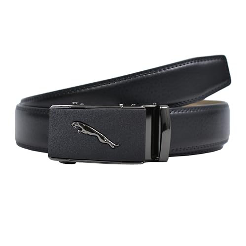 WildHorn Men's Genuine Leather Belt for Men| Premium Auto-Lock Buckle | Adjustable up to 48” | Formal & Casual Wear | Micro-Adjust Fit | Stylish Gift Box Included (Free Size) (NATURAL BLACK)