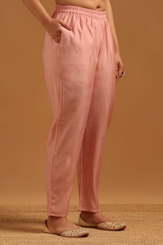 Soch Womens Pink Mul Chanderi Floral Salwar Suit With Hand Embroidery and Bead Details