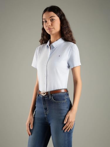 Tommy Hilfiger Striped Regular Fit Cotton Shirt Blue