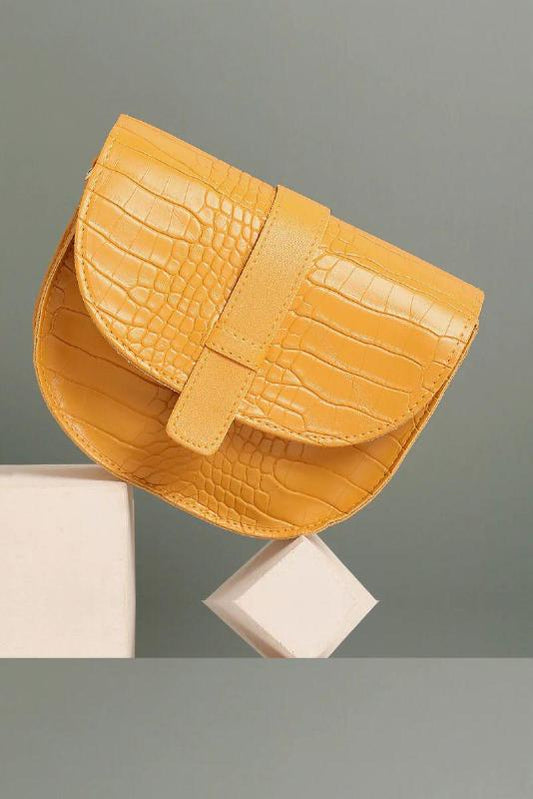 Croco Yellow Cross Body Bag - SaumyasStore