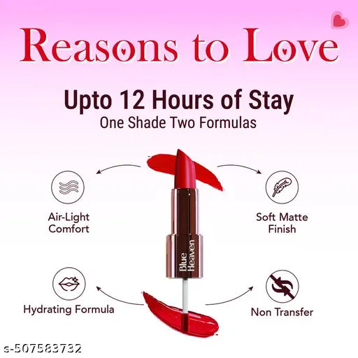 Blue Heaven Love Duo Liquid Lip Color S1  (1.5ml+4g) ( Pack of 2 )
